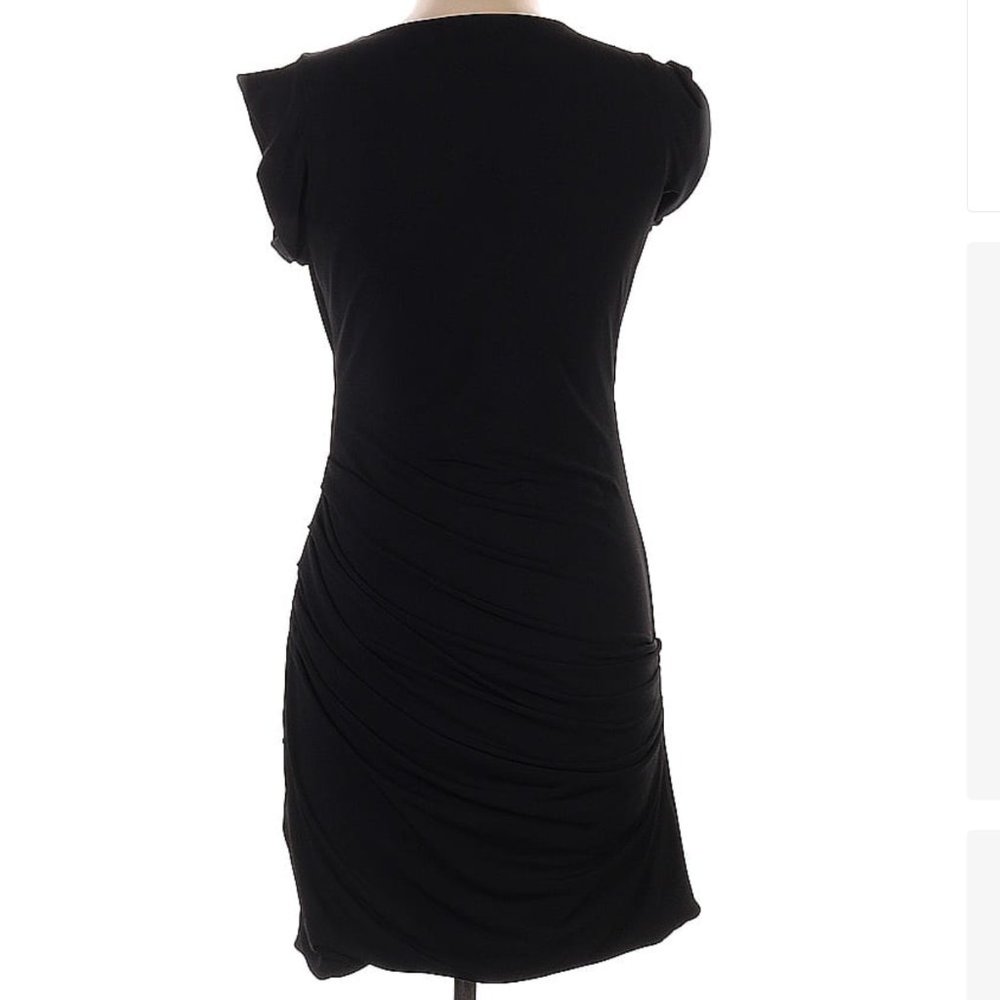 Graham & Spencer Black ruched mini Size L large Casual Dress short sleeved - Picture 2 of 2